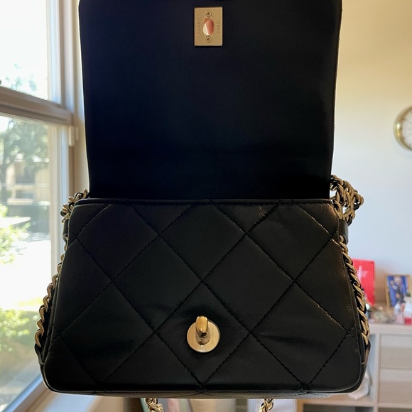 RARE Chanel Triple Chain Rows Quilted Lambskin Flap Bag Black Runway Collection - Picture 14 of 15